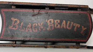 lot 5A image: Antique Victorian BLACK BEAUTY Wood Sled Toboggan