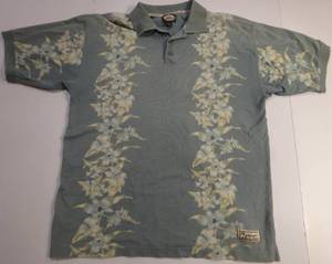 lot 448 image: TOMMY BAHAMA Floral Pique Cotton Polo SHIRT Mens M Tropical Wear