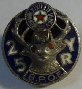 lot 305 image: B.P.O.E. Sterling Enamel 25 Year ELKS Lodge Pin