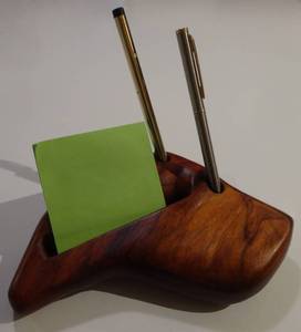 lot 395 image: Biomorphic Wood Desktop Pencil Holder Modern Desk decor