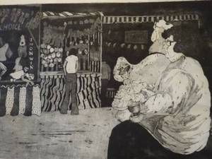 lot 361 image: Vintage Artists Proof Carnival - Try Your Skill by I Nelson - Unframed