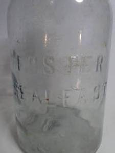 lot 381 image: Vintage FOSTER-SEAL fast Embossed Canning Jar with cover