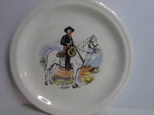 lot 360 image: Vintage Hop-A-Long Cassidy Commemorative Plate & Ranger Joe Cowby Milkglass Mug