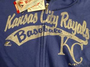 lot 436 image: New with Tags KANSAS CITY ROYALS Baseball Fan Zip Hoodie Ladies XL