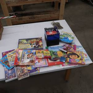 LARGE LOT OF KIDS ITEMSMOVIES BOOKS AND MORE