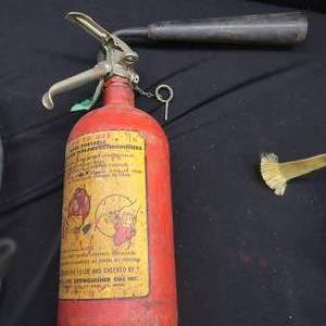 FIRE EXTINGUISHER WITH MOUNT, CLIMBING ROPE WITH CLIPS, AND MORE