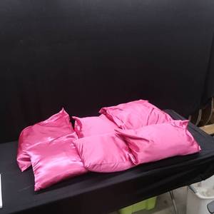 6 FUZZY PILLOWS WITH SATIN COVERS