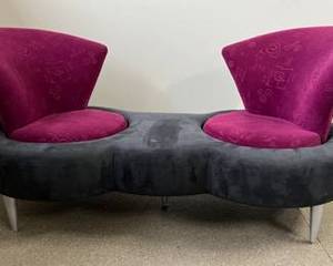 lot 10 image: QUEBEC 69 Postmodern Loveseat w 2 Swivel Chairs