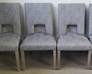 lot 8 image: Set of 4 Designer Fabric Dining Chairs w Keyhole