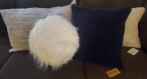 lot 49 image: 4 AVASA & LOVESAC Gray & Navy Blue Pillow Covers NWT