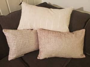 lot 55 image: 3 AVASA & LOVESAC Neutral Creams and Tans Pillow Covers NWT