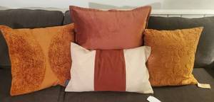 lot 52 image: 4 AVASA & LOVESAC Copper & Cream Pillow Covers NWT
