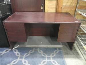 Data Ready 4 Drawer Burgundy Office Desk-59 12 L x 30 W x 29 12 H