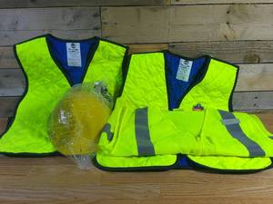 Set of Hi-Viz Safety Vests and Hard Hat