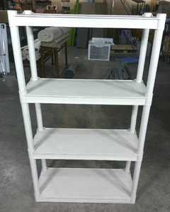 4 Tier Gray Plastic Shelf-53-12 x 32 x 13-12-Some Damage on Top Shelf