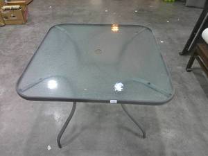40 x 40 x 37-34 Glass Top Patio Table-Gray