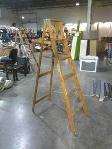 6 ft Keller W-6 Wooden Ladder with Bucket Tray