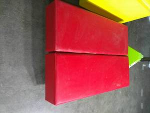 Pair of 2 Large Red Vinyl Upholstered Bench Cushions-57L x 20W x 10H