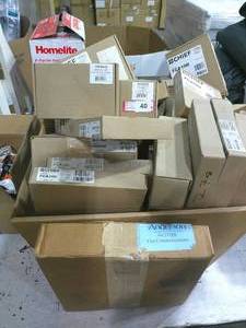 Mixed Bin of Chief Adapter Brackets-Batteries-Ac Adapters-Audio Visual