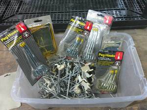 Tote of Various Size Peg Hooks