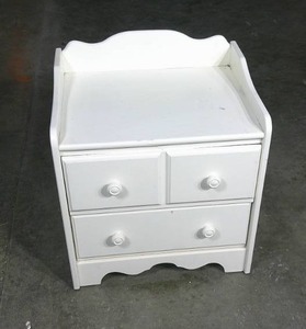 2 Drawer 24 x 23 White Night Side Stand-Some Scuffs and Chipping-Crack on Front Top Edge