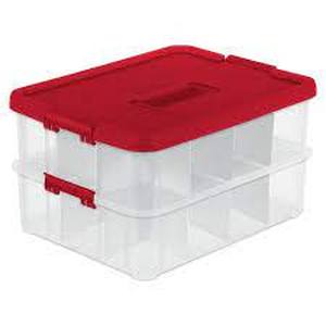 lot 6 image: 24ct Stack and Carry 2 Layer Ornament Box Red - Brightroom