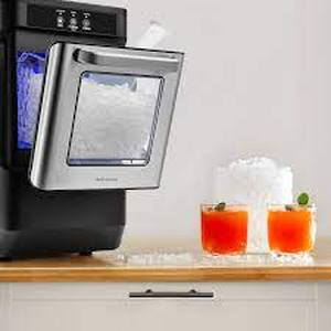 lot 8 image: Insignia - Portable Nugget Ice Maker with Auto Shut-Off - Stainless Steel- NS-IMN44BS4