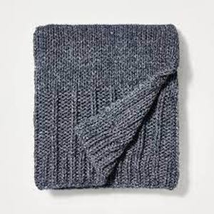 lot 33 image: Chunky Knit Throw Blanket Navy Blue - Threshold designed with Studio McGee