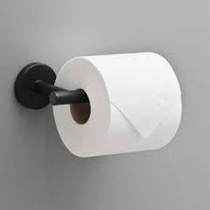 lot 44 image: Delta Lyndall Wall Mount Single Post Toilet Paper Holder Bath Hardware Accessory in Matte Black