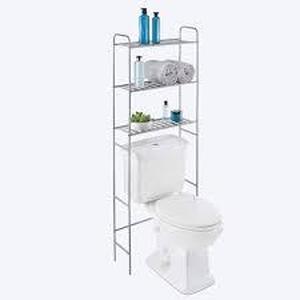 lot 48 image: Glacier Bay 22.8 in. W Over-the-Toilet Bathroom Space Saver in Satin Nickel with Slatted Shelves