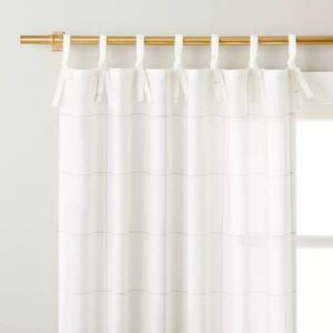 lot 82 image: 1 Pc Subtle Grid Lines Curtain Panel - Hearth & Hand w Magnolia -White Taupe