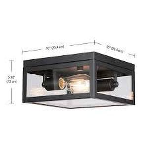 lot 88 image: Hampton Bay Hurley Modern 2 -Light Matte Black Outdoor Flush Mount Ceiling Light