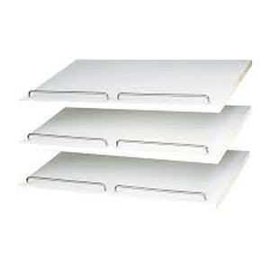 lot 99 image: Easy Track - Slanted Shoe Shelves with Chrome Fence Rails (3 Pack)-White