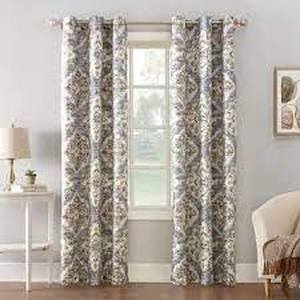 lot 113 image: Regina Watercolor Floral Thermal Insulated Grommet Curtain Panel - Sun Zero-Linen