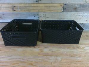 lot 134 image: Set of 2 Y-Weave Medium Decorative Storage Basket - Brightroom-Black