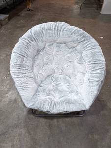 lot 303 image: Urban Shop Oversized Mongolian Faux Fur Saucer Chair - Silver