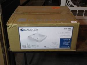 lot 236 image: Glacier Bay 19.29 in Aragon Wall-Mounted Rectangular Bathroom Sink in White