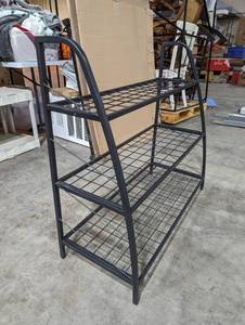 lot 295 image: 3 Tier Black metal Shoe RackEntry Shelf