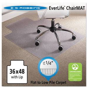 lot 265 image: EverLife Light Use Chair Mat for Flat to Low Pile Carpet, Rectangular with Lip, 36 x 48, Clear