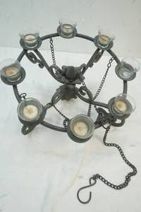 lot 270 image: Vintage Cast Iron Candle Hanging Light