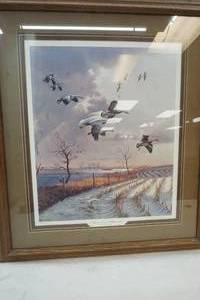 lot 275 image: John C.Green Print Snows Over White Wood signed and No.