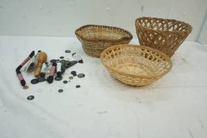 lot 69 image: Wicker Basket and Sewing material