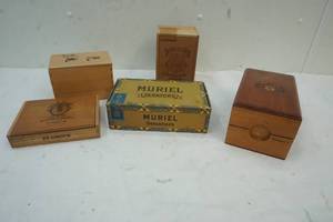 lot 63 image: Variety of Vintage Cigar Boxes