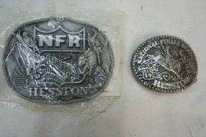 lot 317 image: 1983-1984 Hesston Nationals Final Rodeo Buckle