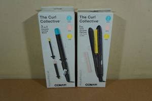 lot 50 image: 2 Conair Curl Collection -1 Ceramic Flat Iron & 12 Ceramic Curling Iron