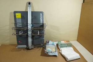 lot 192 image: XL Adjustable Shower Caddy with Curtain and Suction Mirror