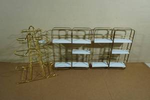 lot 193 image: 2 Brightroom Foldable Shelf Countertop Organizers with Wine Rack