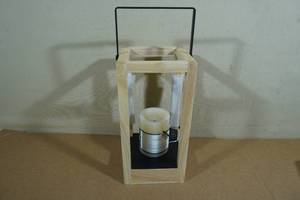 lot 202 image: Wooden Lantern with LED Candle