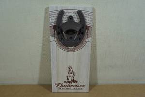 lot 230 image: Budweiser Horse Shoe Cast Iron Bottle Opener Plaque