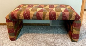 lot 62 image: Decorative Upholstered Bench with Pair of Accent Pillows